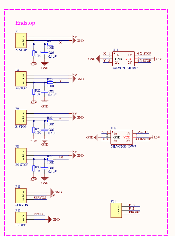 Real schematic — endstop input circuits